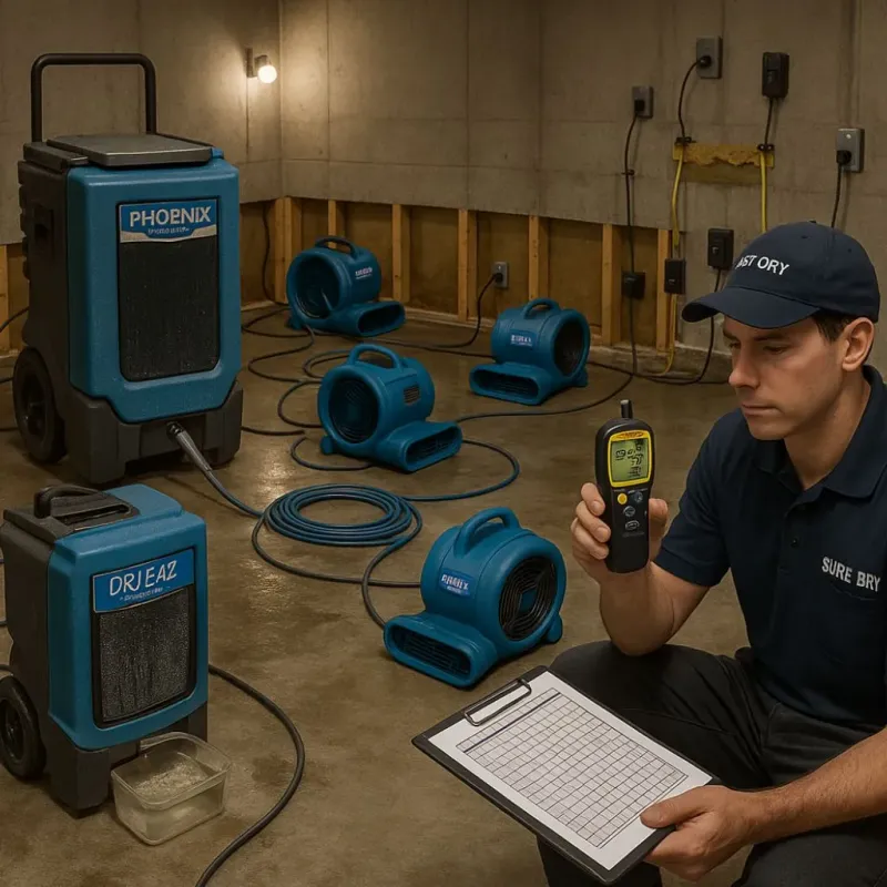Structural Drying and Dehumidification process in Cerro Gordo, IL
